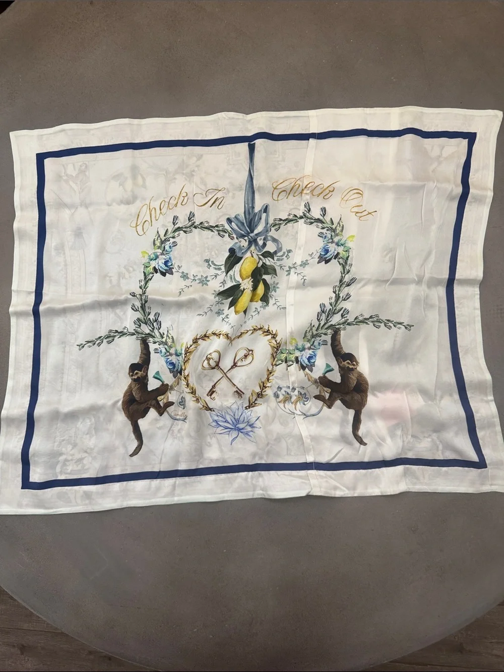 Decorative Classical Wall Tapestry in Pale Aqua and Gold - Unbranded